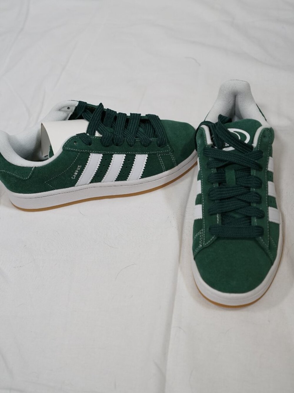 Adidas Campus Green Retro Preppy Suede White Stripe Sneakers Women’s 6.5 NWOB